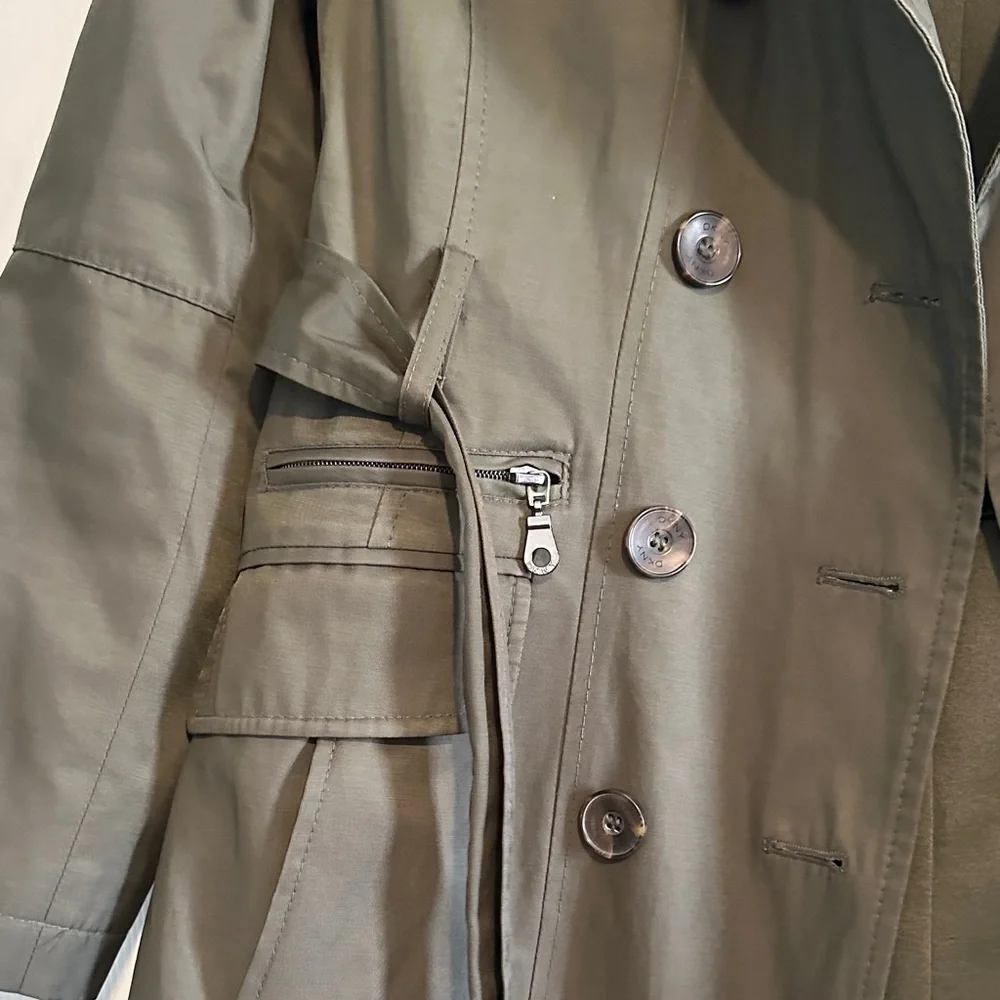 DKNY Women's Dark Green Trench Coat - Picture 3 of 7